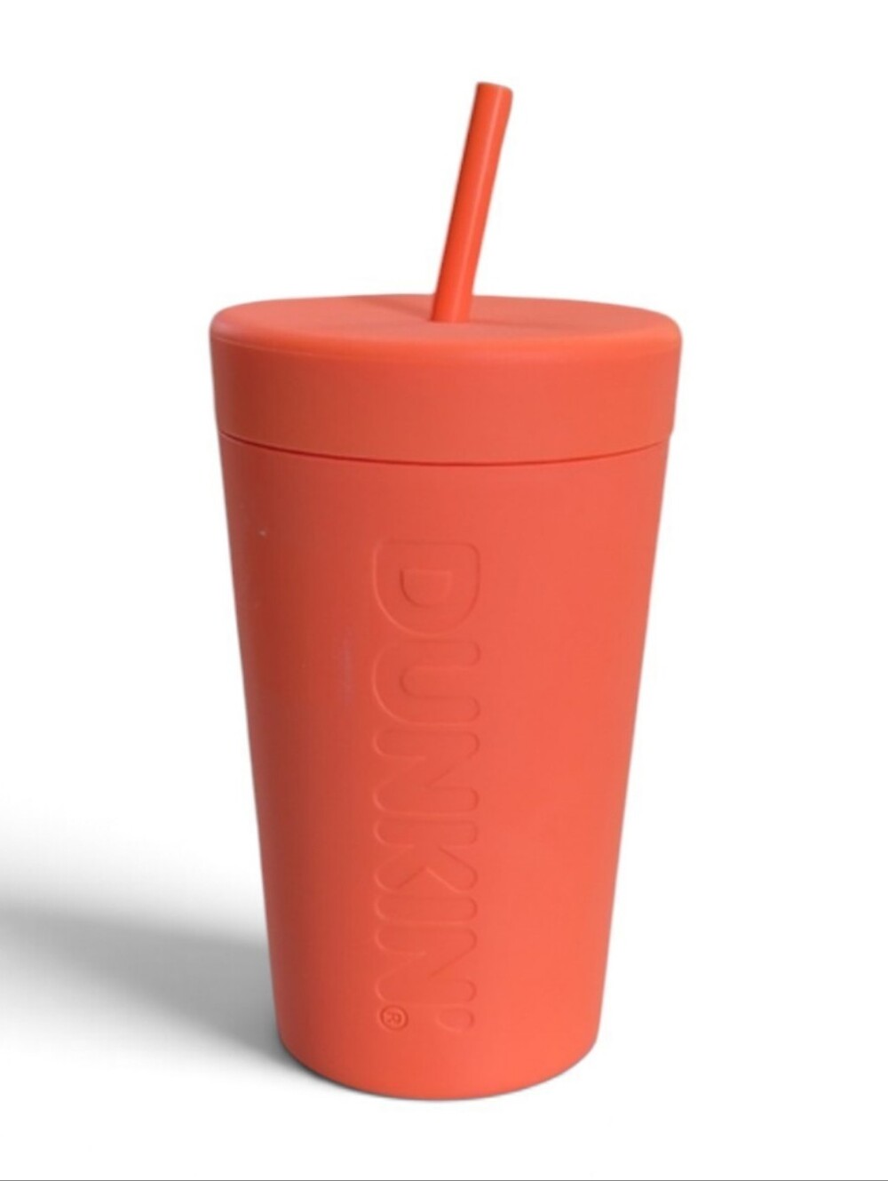 DUNKIN', Orange Silicone 22 Oz Tumbler/Cup With Lid And Matching Straw